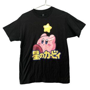 Kirby Boyfriend Fit T Shirt Womens M Black Crewneck Short Sleeve Japanese Text